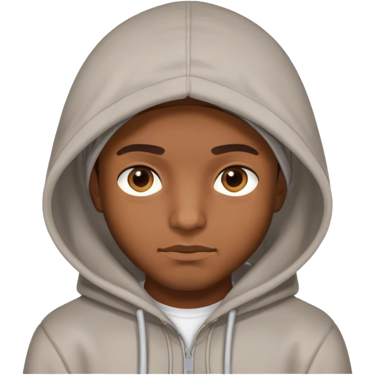 man with his hoddie on looking at the camer emoji