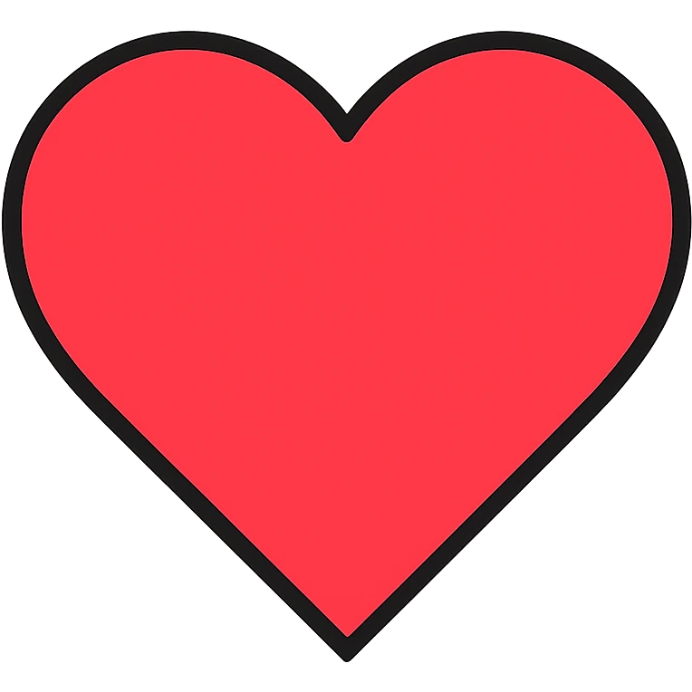 red heart with black outline, color highlights, vibrant icon style emoji