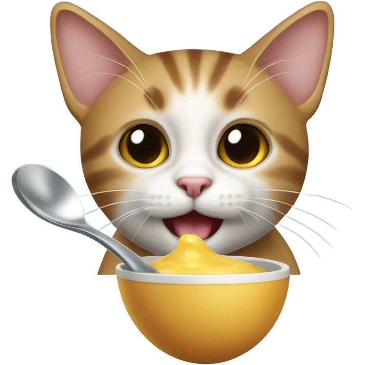 Cat sniffing a spoon emoji
