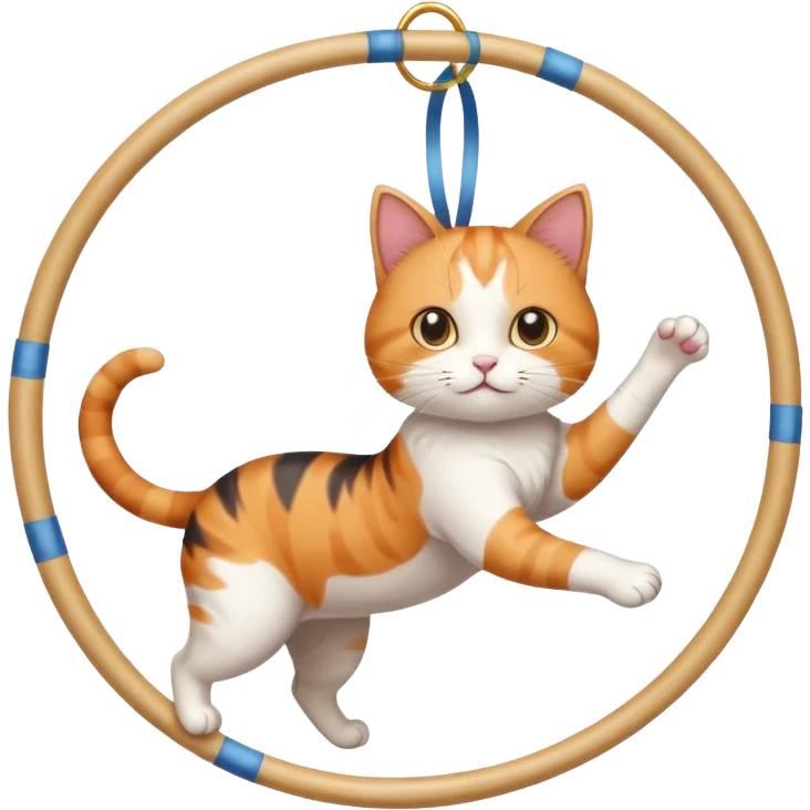 cat doing rhythmic gymnastics with hoop emoji
