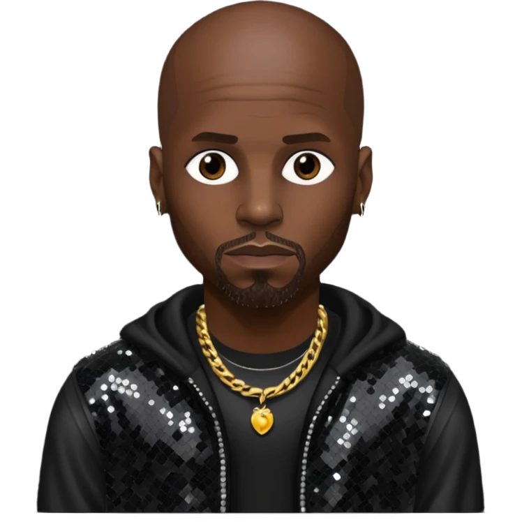 DMX with black sequin outfit emoji