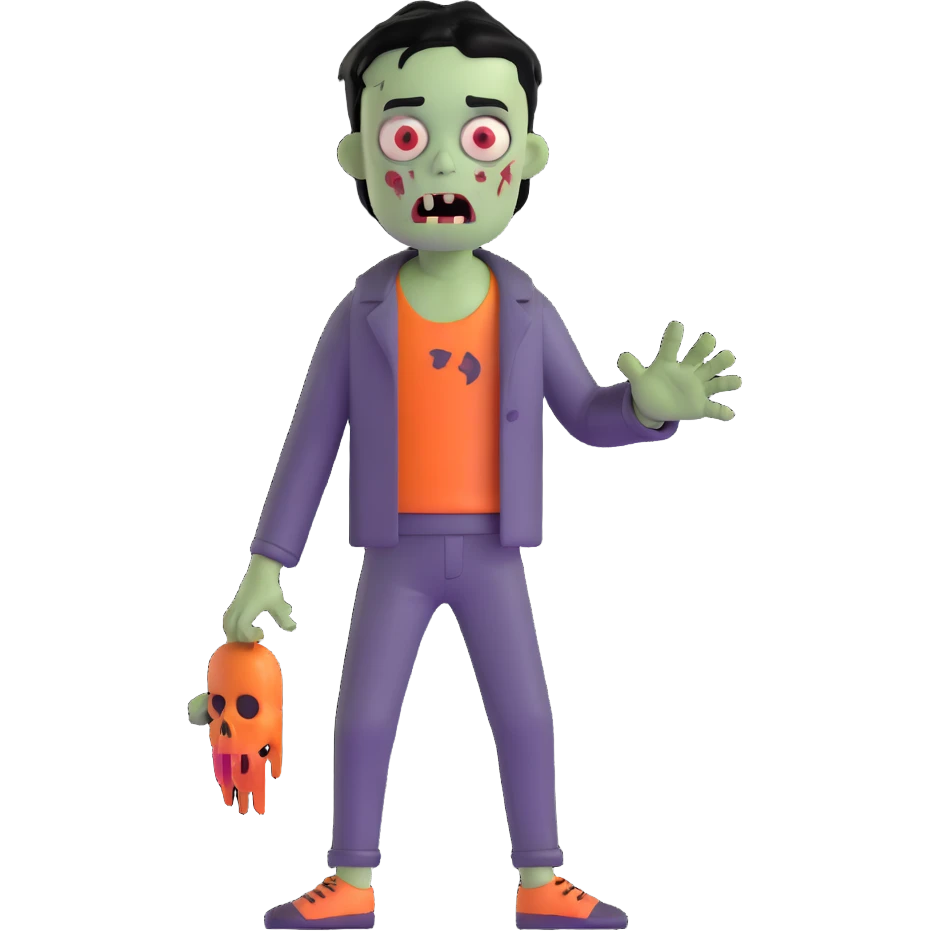 boy zombie with black hair, emo style emoji