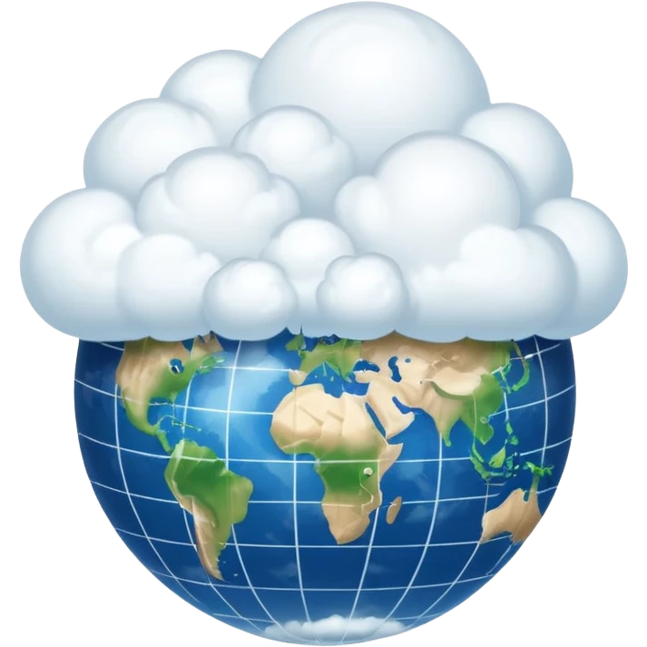 a large cloud with a glowing meridian globe emoji