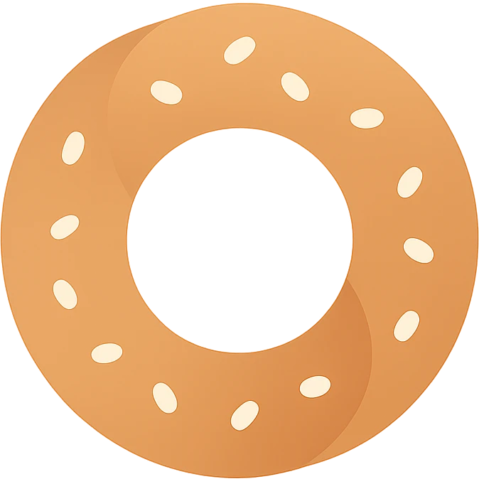 a simit, Turkish sesame bagel, flat color icon style emoji