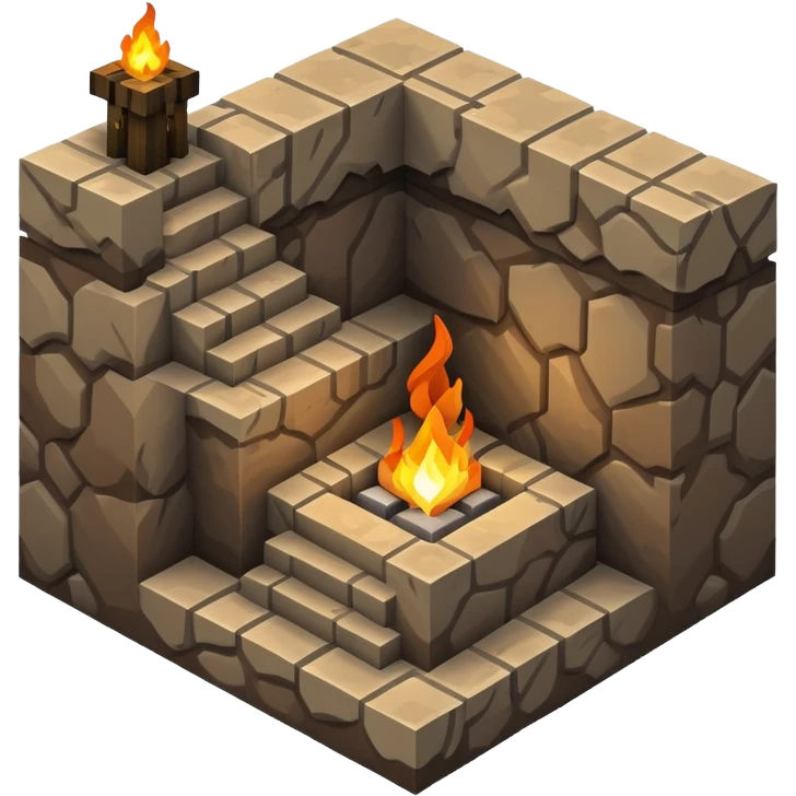 isometric Minecraft mineshaft emoji