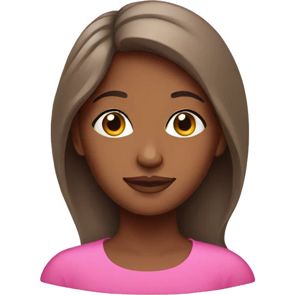 Brown skinned woman wearing pink emoji