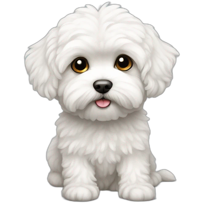 a white maltipoo thinking emoji