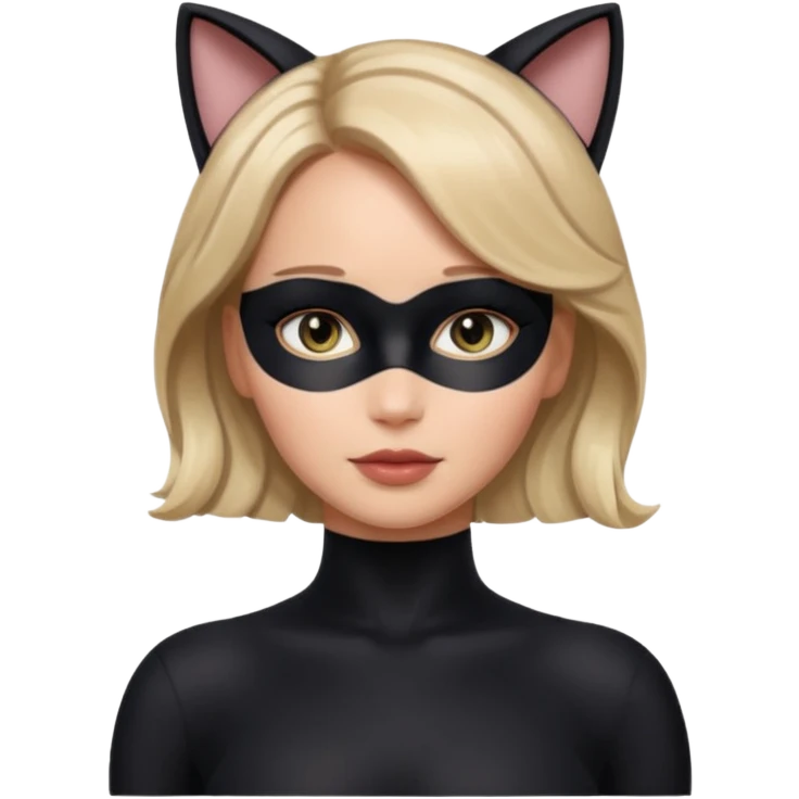 Jennifer Lawrence, in a black cat costume emoji