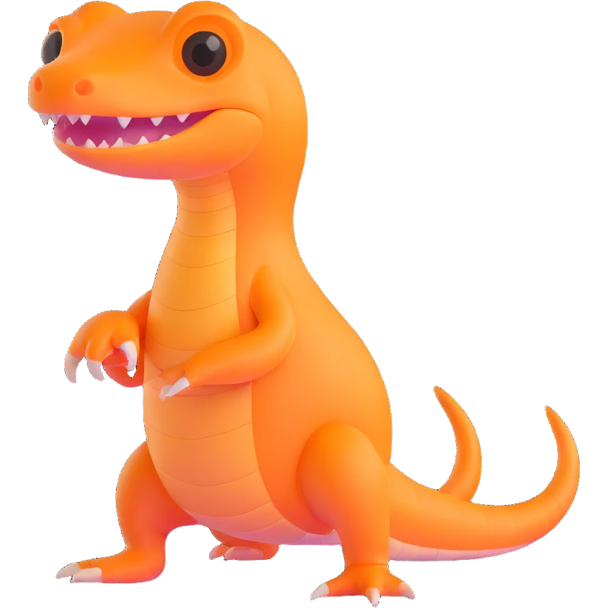 orange bipedal reptile-mammal hybrid, cute and rounded emoji