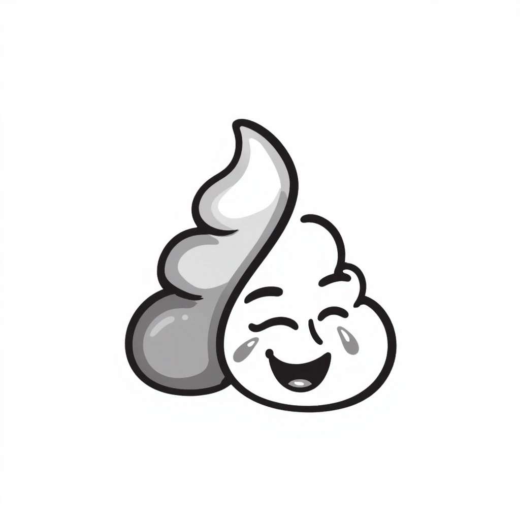 merged emoji of poop emoji, OK hand emoji with light skin tone, and face with tears of joy emoji in cartoon doodle style, all features visible emoji