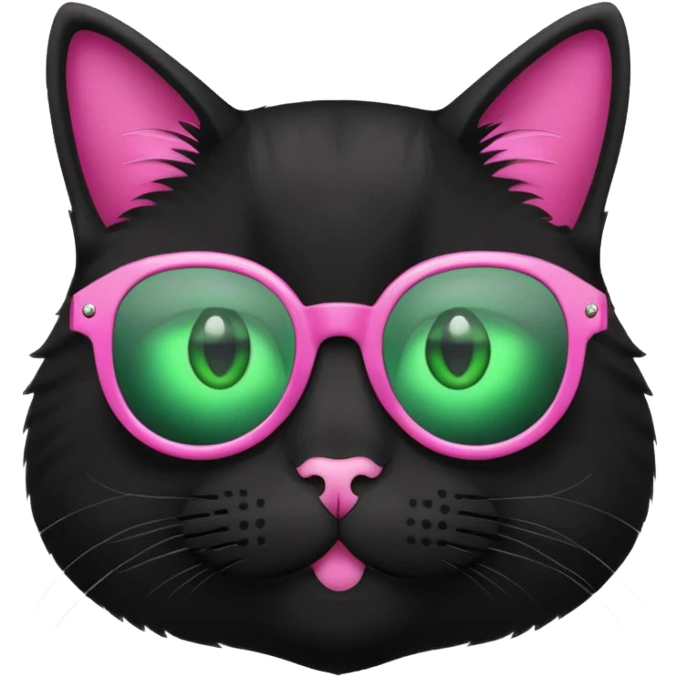 Black cat in pink glasses emoji