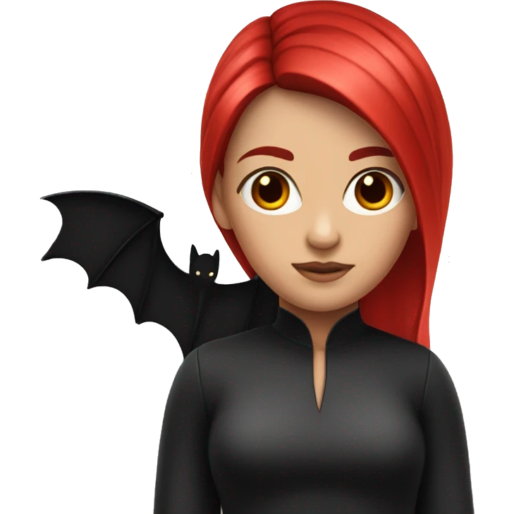 girl split red and black hair, bat red max emoji
