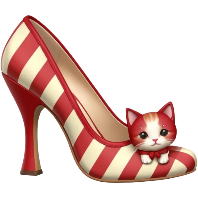 Cottagecore deep red and cream Gingham plaid,  kitten high heel meels, 3D rendering, isolated, side view. Not emoji icons, no emoji faces, no human figures, 300 dpi, professional 4k hd quailty  emoji