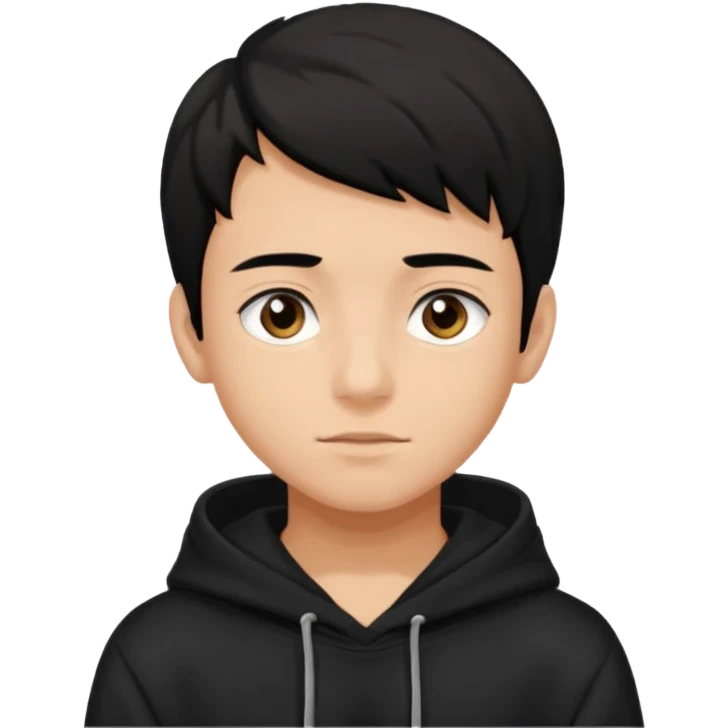 Chłopak ciemno brązowe oczy czarne włosy bluza czarna i taki bardziej żeby wyglądał na 16 latka emoji