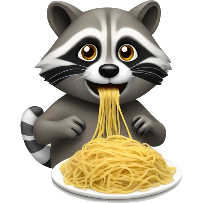 Raccoon eating spaghetti emoji