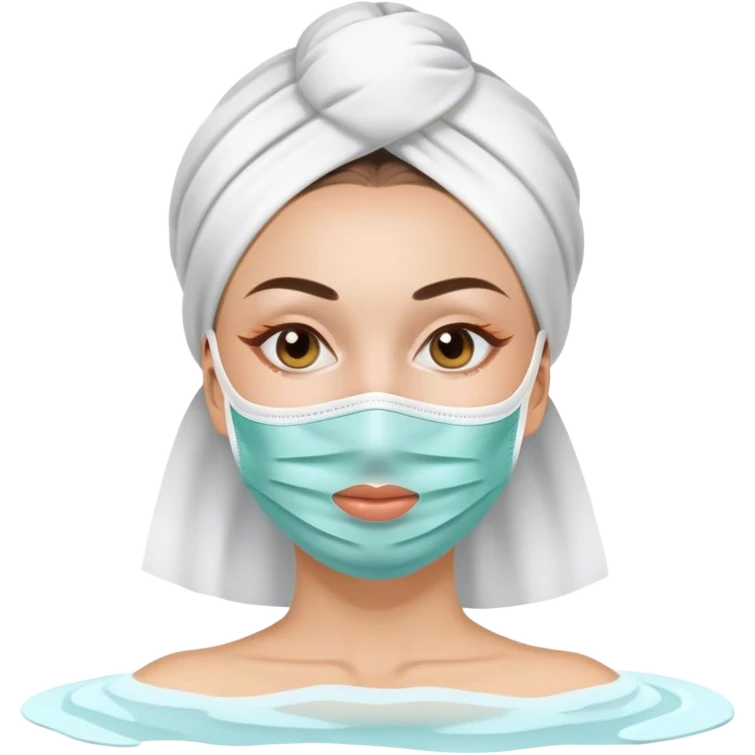 Lady with face mask spa beauty full face relaxing emoji