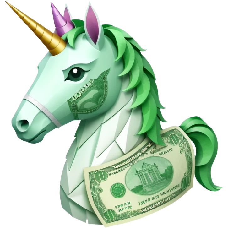 единорог полностью из купюр, no background emoji