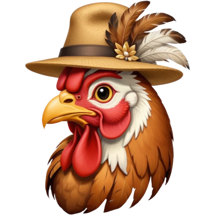 rooster wearing flat hat emoji
