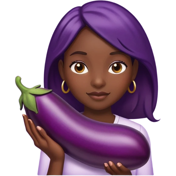 Black girl with eggplant emoji