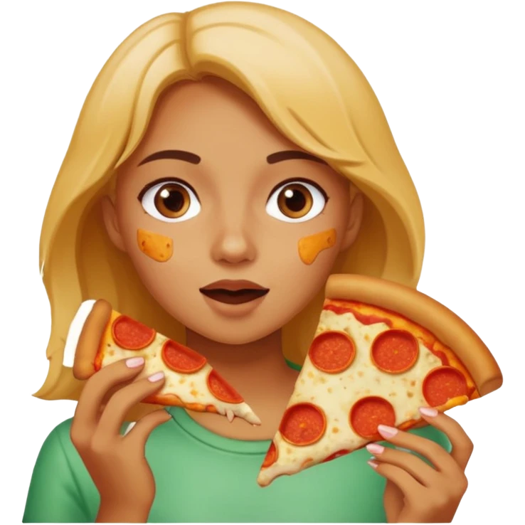 Girl eating pizza emoji