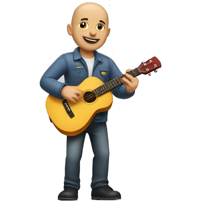 Bald Pinza delivery boy with guitar emoji