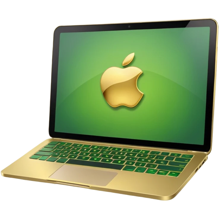 laptop without logotips in golden and green colours emoji