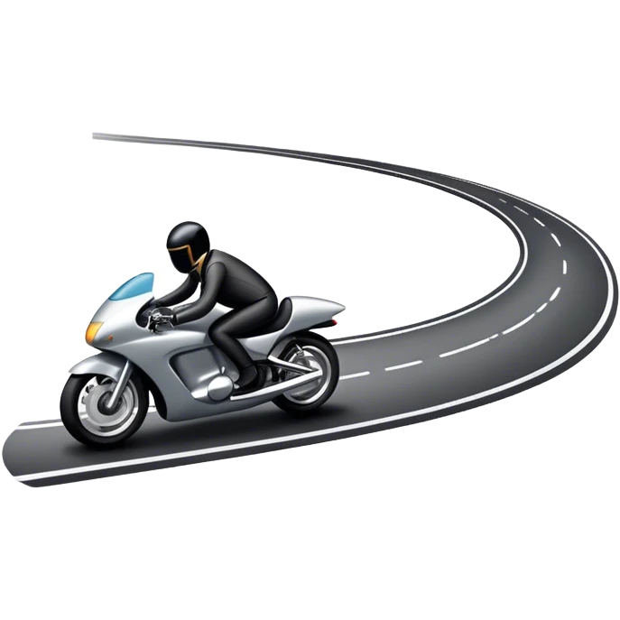 An icon showing a car and a motorcycle speeding through a winding road, with the car’s sleek silhouette blending into the curve of the road while the motorcycle zips past. The scene should capture the thrill of the ride, the freedom of the open road. transparent background. emoji