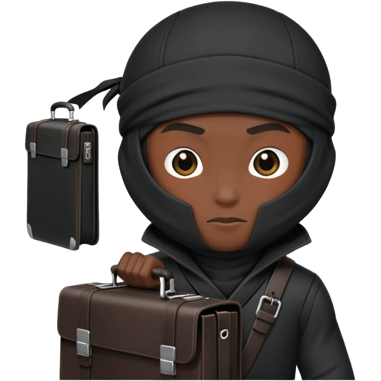 black ninja holding a briefcase emoji