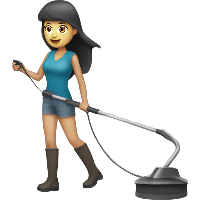 Pretty woman using a metal detector on ground emoji