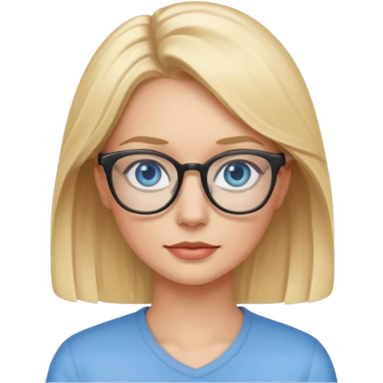 Real blonde woman with blue eyes wearing glasses  emoji