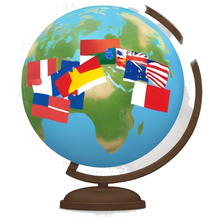 globe avec plusieurs drapeaux emoji