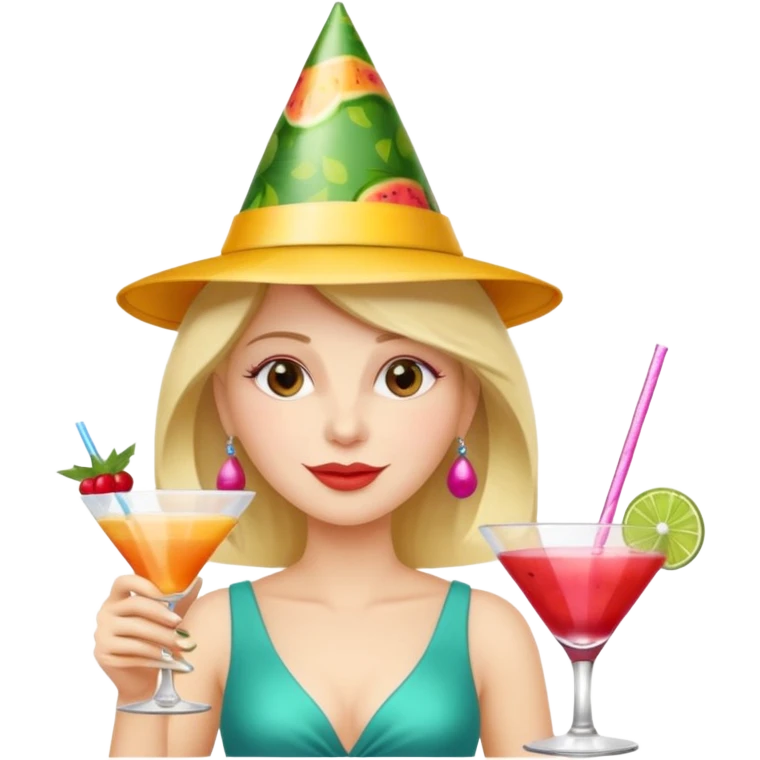 Party girl drinking a fruity cocktail celebrating her 53rd birthday  emoji