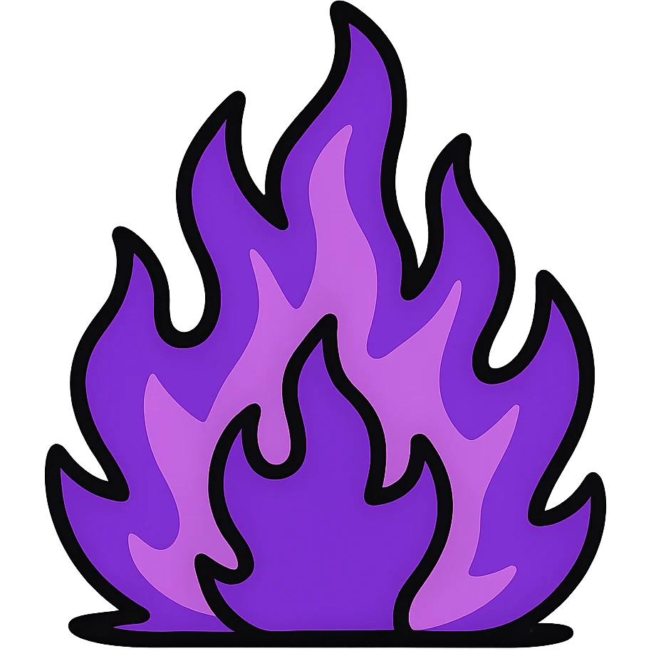 purple fire, cartoon style, bold lines emoji