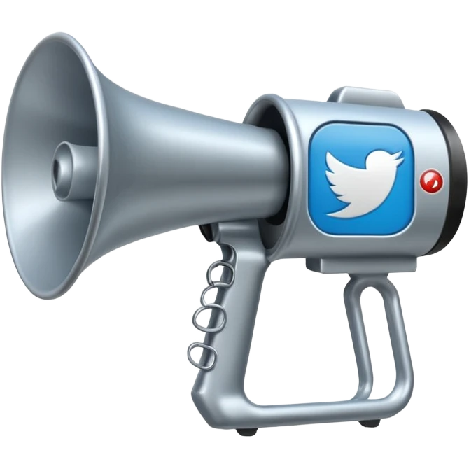 megaphone with social media icons telegram, vk, phone emoji