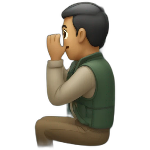 man looking with binoculars from a window emoji