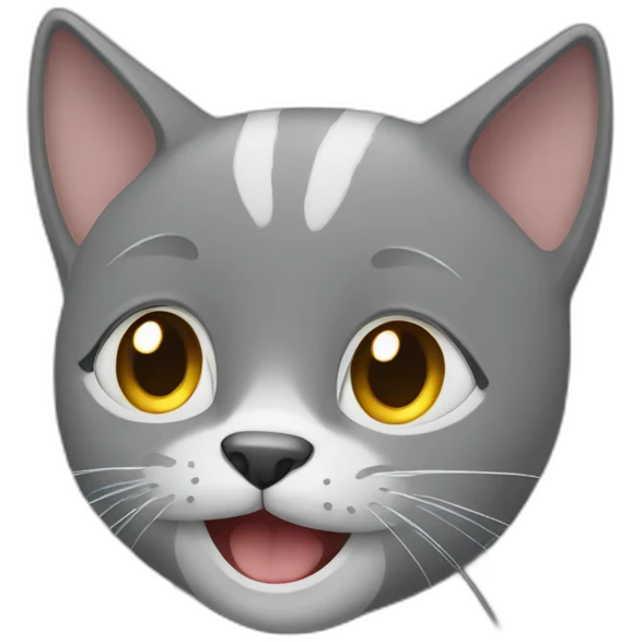 Grey cat cry and smile emoji