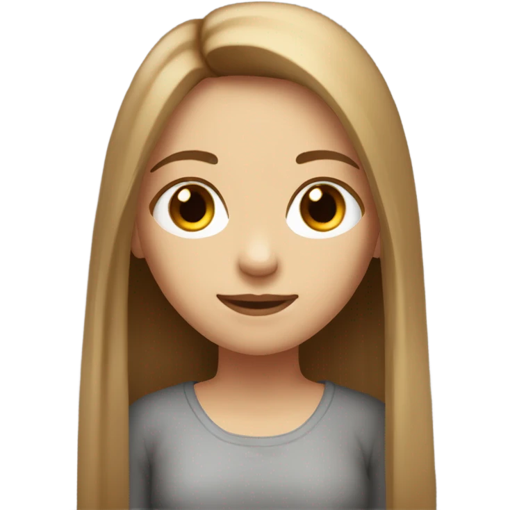 light brown long straight hair girl pale with brown dark eyes emoji
