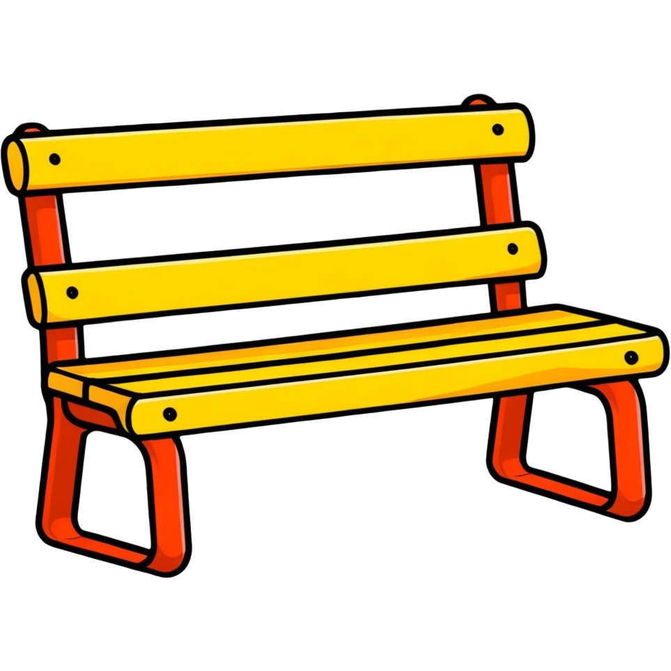 cartoon bench with bright colors emoji