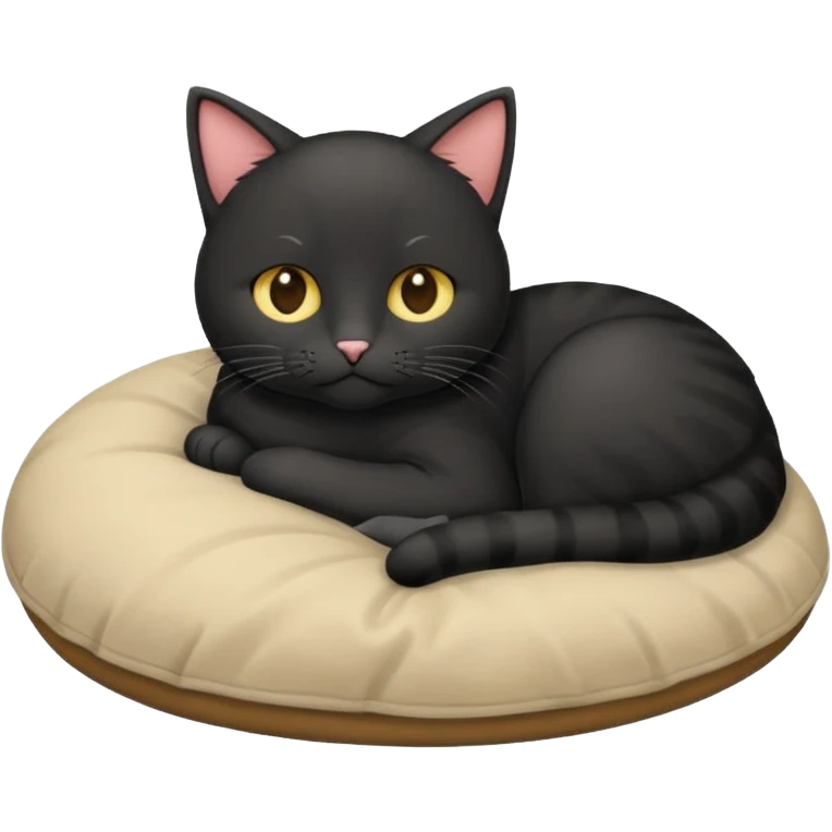 Um gato preto,dormindo em cima de uma,coberta emoji
