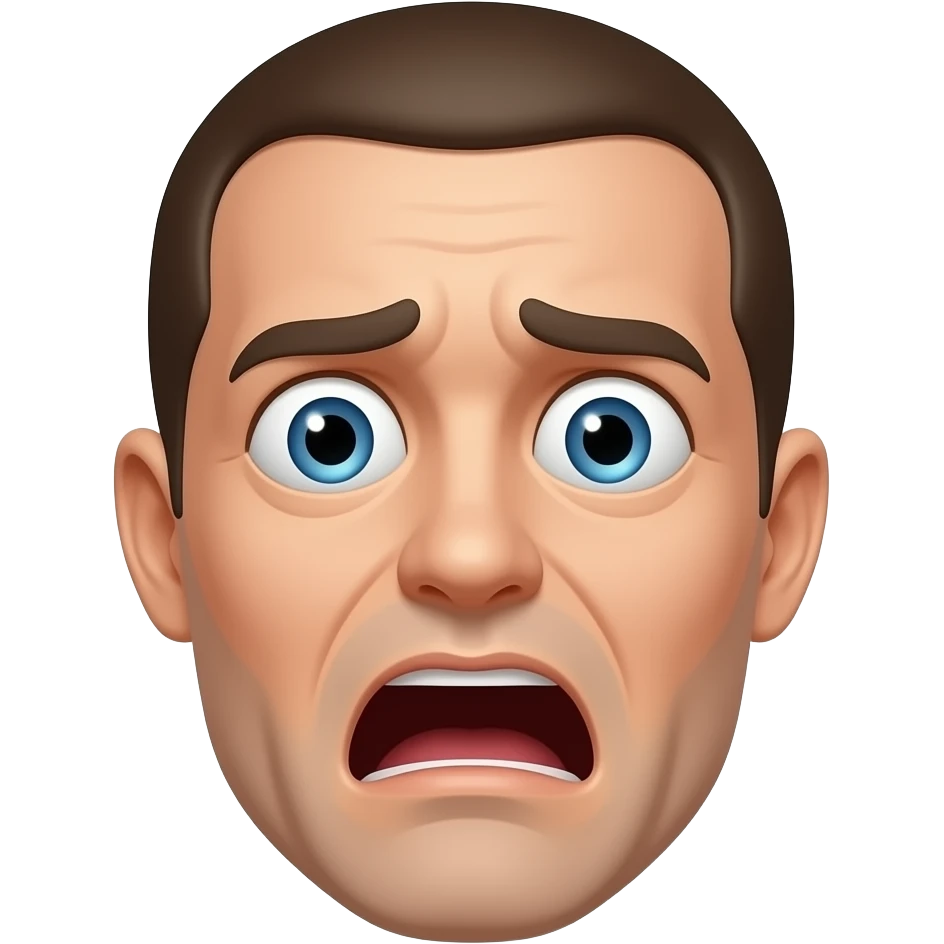 A shocked face with distorted face emoji
