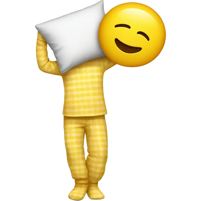 yellow emoji man with pillow head in pajamas emoji