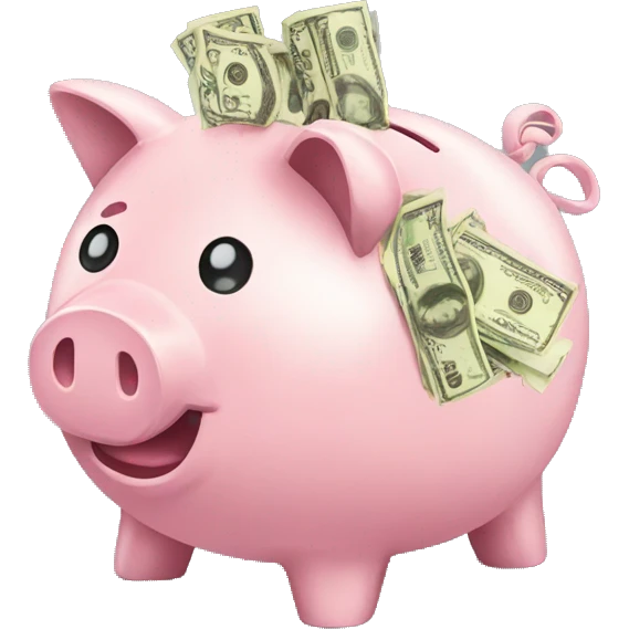 piggy bank with cash emoji