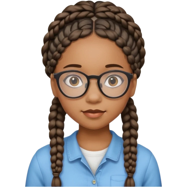 black cute young adult girl with classes and braids emoji