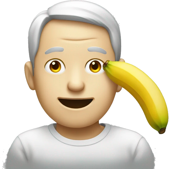 A blind man eating a banana and winking emoji