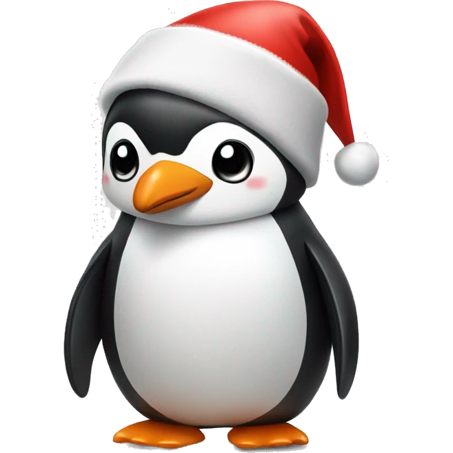 Penguin with Christmas hat emoji