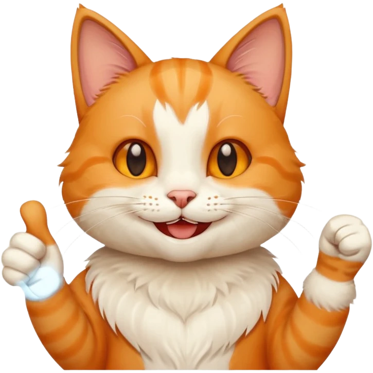 Cat smiling and giving thumbs up emoji