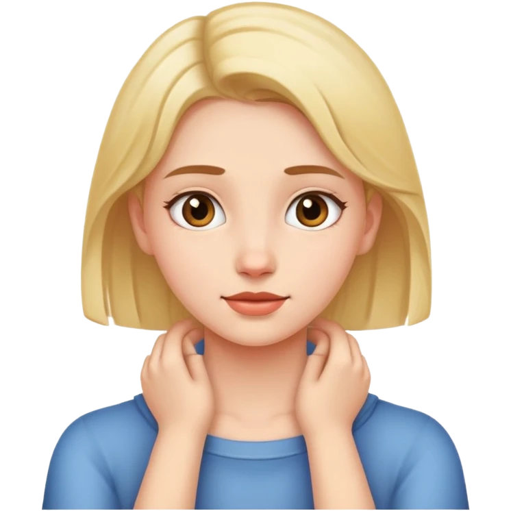 a girl with two hands across her neck emoji