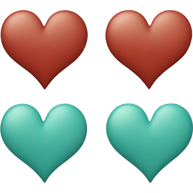 Two hearts: one teal and one red emoji