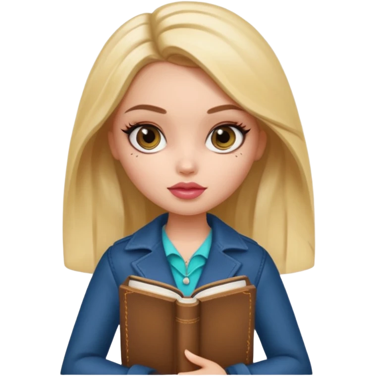 generate a pretty bratz girl with dark circles and a book in hand emoji