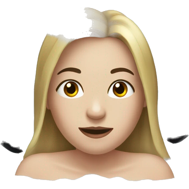 a white woman with dark hair in Bathtub black balloons around her  emoji